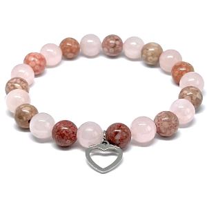 Minerální náramek růženín, jaspis - NĚHA